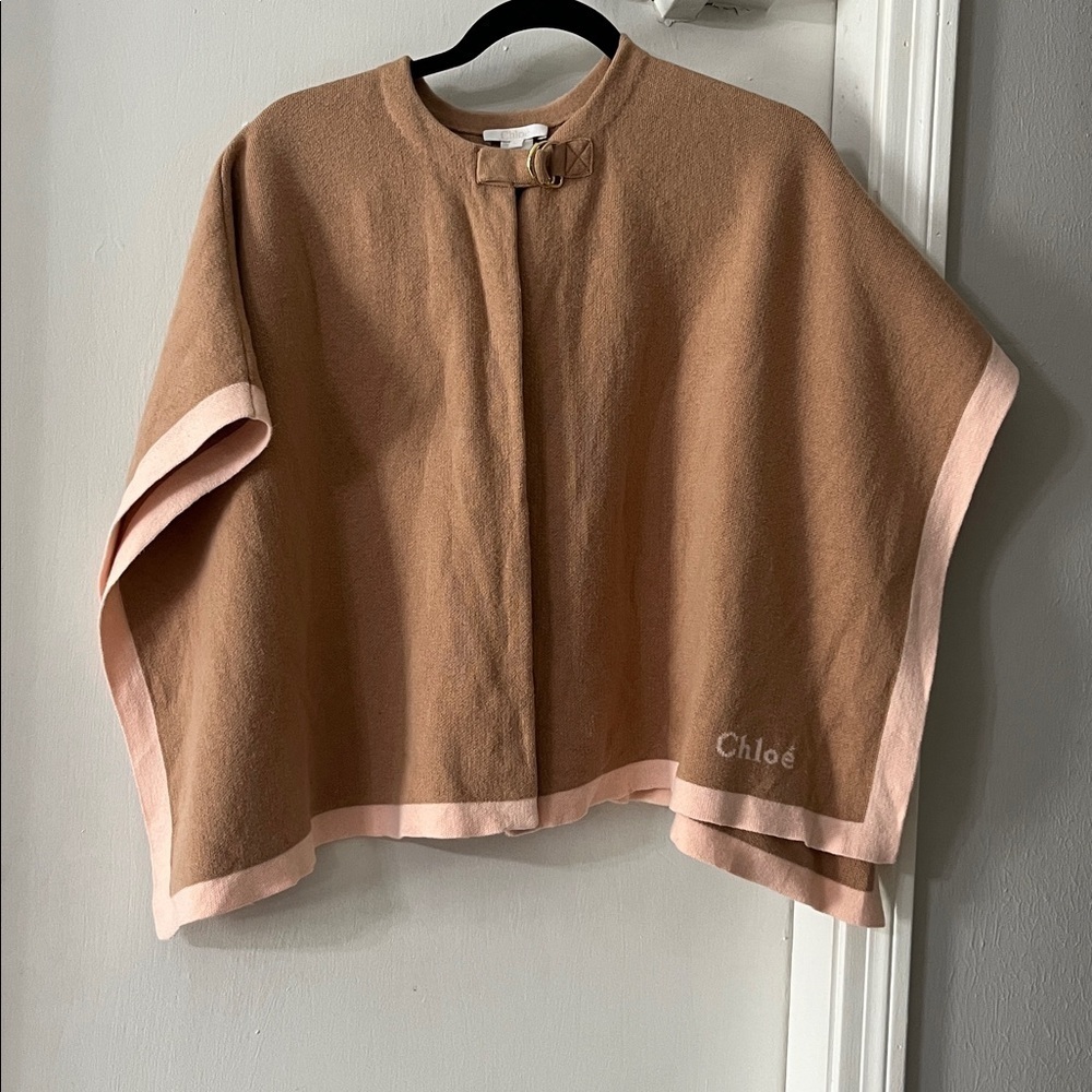 CHLOÉ
Kids Stone Cotton And Wool Cape With Buckle - Picture 5 of 16